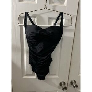 Betsey Johnson Bandeau One Piece Black Swimsuit Women's Size Medium Swimsuit